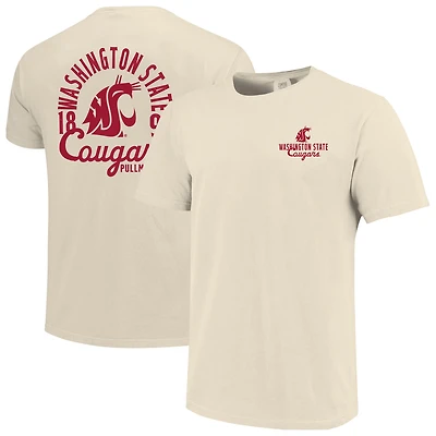 T-shirt à superposition de mascotte Washington State Cougars Comfort Colors pour homme, couleur crème