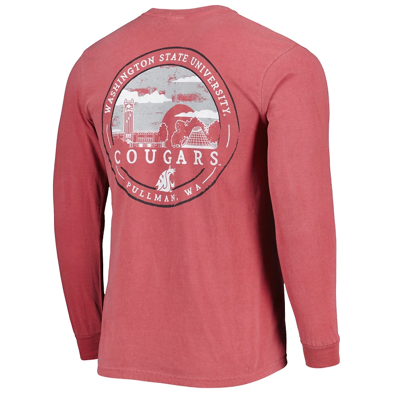 Men's Crimson Washington State Cougars Circle Campus Scene Long Sleeve T-Shirt
