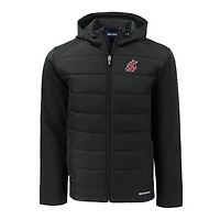 Sweat à capuche zippé entièrement recyclé en softshell écologique hybride Evoke pour homme, coupeur et buck, noir, Washington State Cougars, grandes tailles