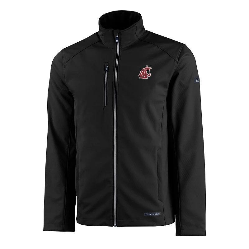 Veste zippée intégrale recyclée Evoke Eco Softshell pour homme, noire, des Washington State Cougars, Cutter & Buck