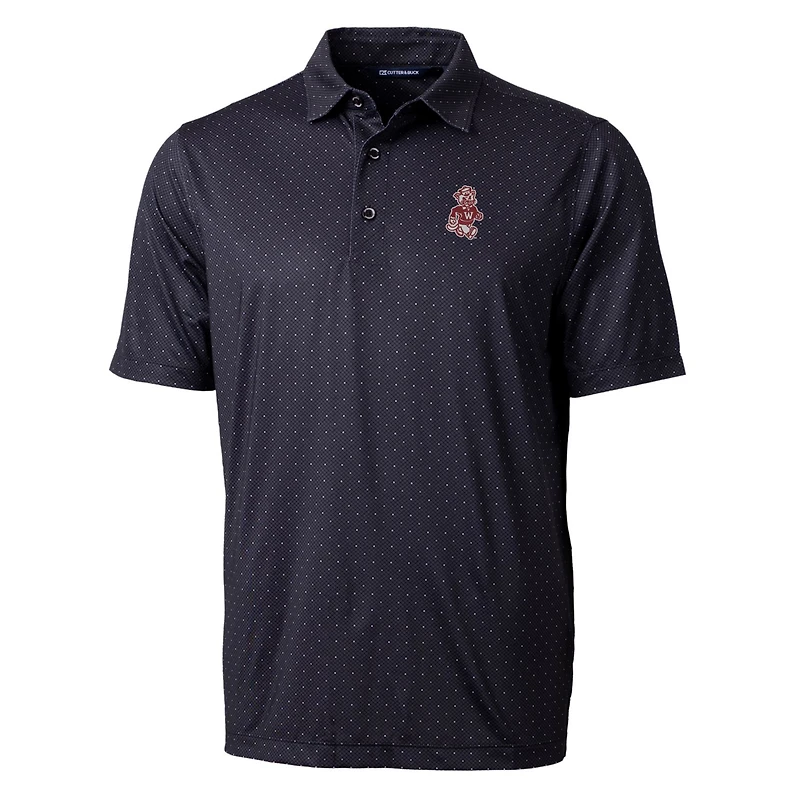 Polo extensible noir à imprimé double point Pike pour homme, Cutter & Buck, Washington State Cougars, logo de l'équipe principale