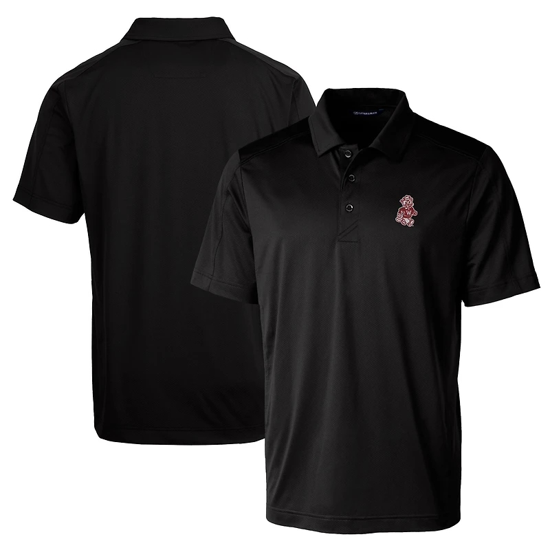 Polo extensible texturé pour homme Cutter & Buck, noir, avec logo de l'équipe Washington State Cougars, grande taille