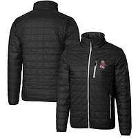 Men's Cutter & Buck Black Washington State Cougars Team Logo Big Tall Rainier PrimaLoft Eco Insulated Full-Zip Puffer Jacket