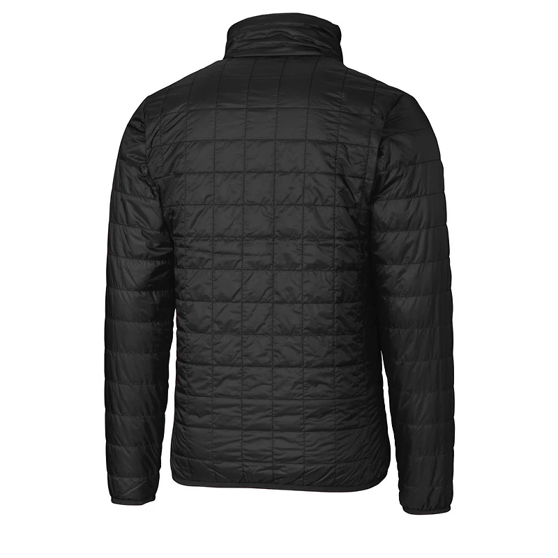 Doudoune zippée intégrale Cutter & Buck noire pour homme, logo de l'équipe des Washington State Cougars, grandes tailles Rainier, isolée PrimaLoft Eco
