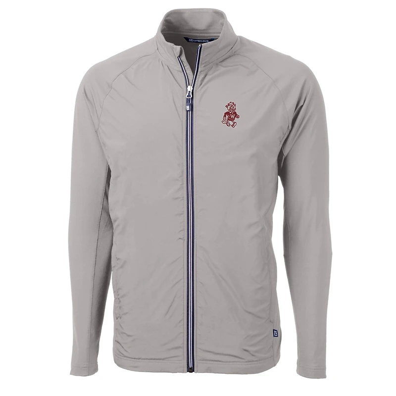 Veste hybride recyclée entièrement zippée pour homme, modèle Cutter & Buck gris Washington State Cougars Adapt Eco Knit, coupe-vent et