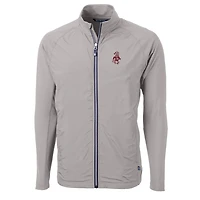 Veste hybride recyclée entièrement zippée pour homme, modèle Cutter & Buck gris Washington State Cougars Adapt Eco Knit, coupe-vent et