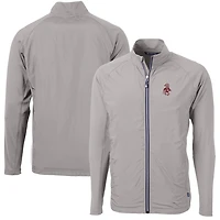 Veste hybride recyclée entièrement zippée pour homme, modèle Cutter & Buck gris Washington State Cougars Adapt Eco Knit, coupe-vent et