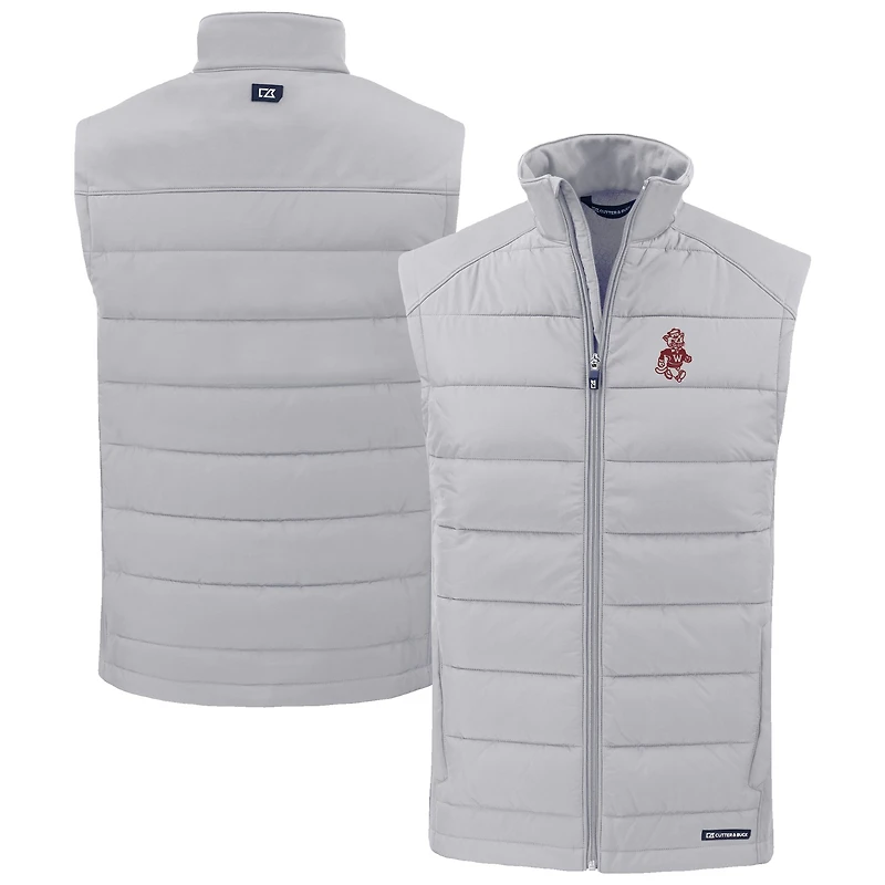 Men's Cutter & Buck Gray Washington State Cougars Evoke Hybrid Eco Softshell Recycled Full-Zip Vest