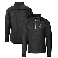 Men's Cutter & Buck Heather Charcoal Washington State Cougars Mainsail Sweater-Knit Big Tall Half-Zip Pullover Jacket