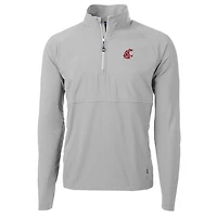 Pull-over Cutter & Buck Silver Washington State Cougars Adapt Eco Knit Hybrid Recycled à quart de zip pour homme