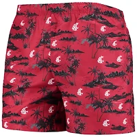 Men's FOCO Crimson Washington State Cougars Island Palm Swim Trunks