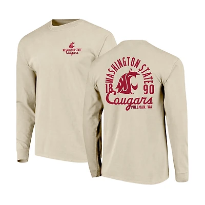 Men's Natural Washington State Cougars Comfort Colors Mascot Overlay Long Sleeve T-Shirt