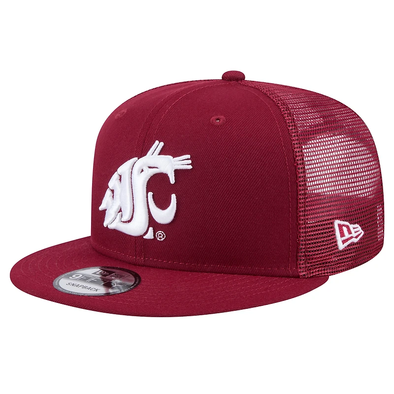 Men's New Era Crimson Washington State Cougars 9FIFTY Trucker Snapback Hat