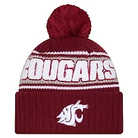 Men's New Era Crimson Washington State Cougars Bold Cuffed Knit Hat with Pom