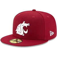 Casquette ajustée New Era Crimson Washington State Cougars Basic 59FIFTY pour homme