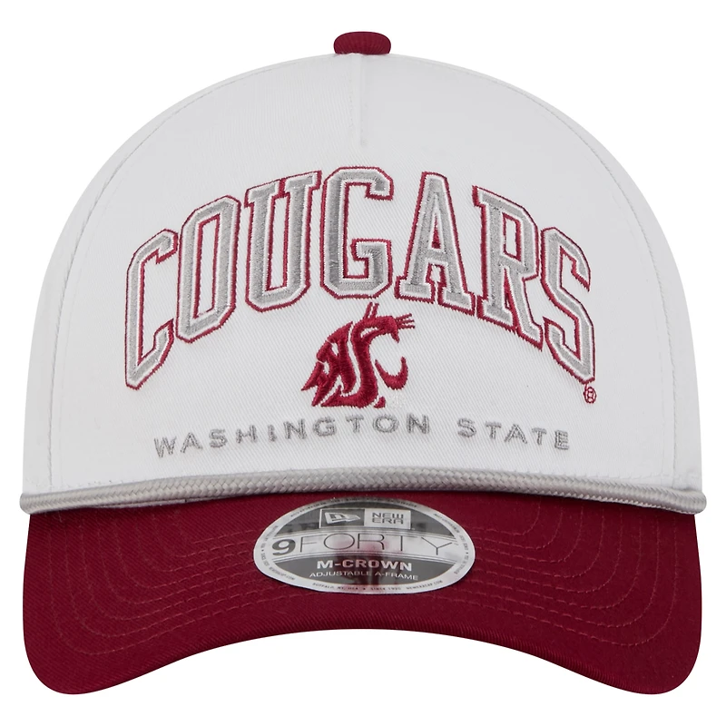 Casquette ajustable 9FORTY A-Frame M-Crown pour homme, modèle Arch, blanc/cramoisi, Washington State Cougars, New Era