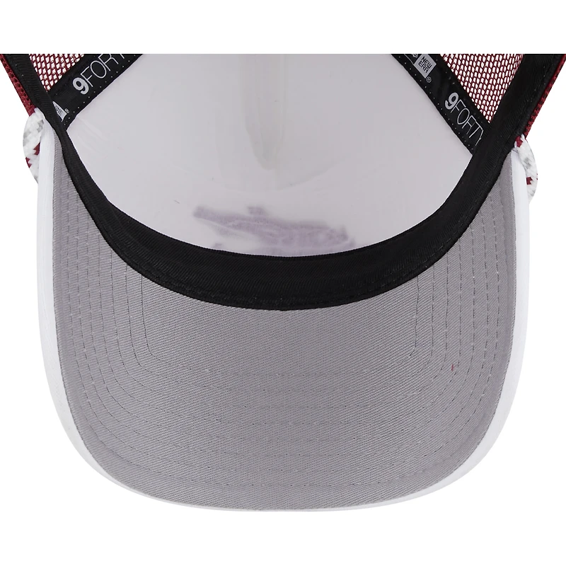 Men's New Era White/Crimson Washington State Cougars Court Sport Foam A-Frame 9FORTY Adjustable Trucker Hat