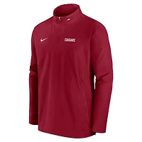 Men's Nike Crimson Washington State Cougars 2024 Sideline Coach Quarter-Zip Hoodie Jacket