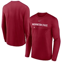 T-shirt à manches longues Nike Crimson Washington State Cougars 2025 Courtside Basketball Shootaround Dri-FIT pour homme