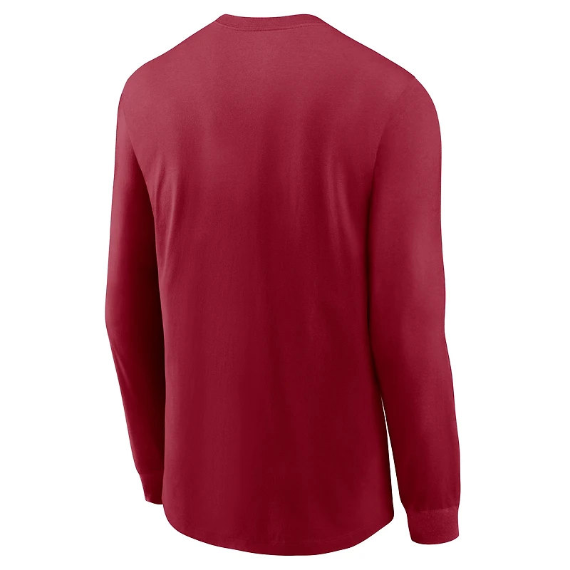 T-shirt à manches longues Nike Crimson Washington State Cougars 2025 Courtside Basketball Shootaround Dri-FIT pour homme