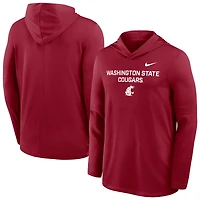 T-shirt à capuche manches longues Nike Crimson Washington State Cougars 2025 Sideline pour homme, léger et respirant, en tissu Dri-FIT.