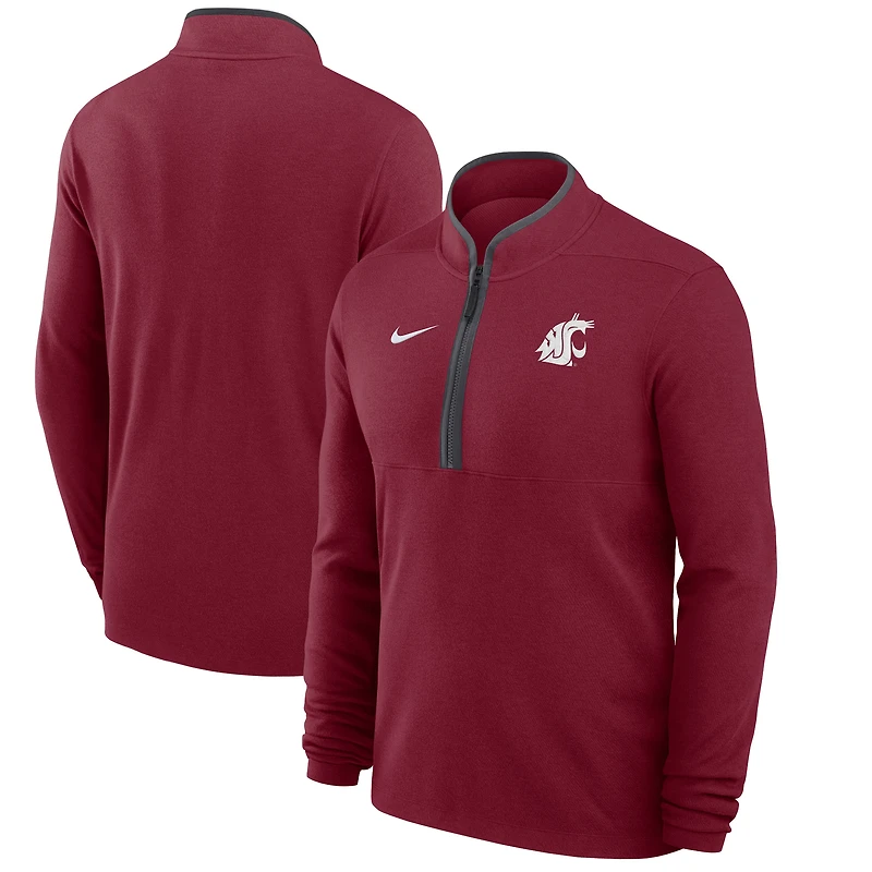 Haut Nike Crimson Washington State Cougars Coaches Courtside Basketball Victory Performance à fermeture éclair quart de tour pour homme