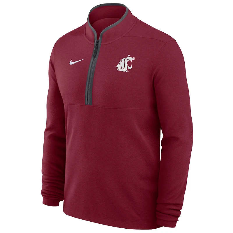 Haut Nike Crimson Washington State Cougars Coaches Courtside Basketball Victory Performance à fermeture éclair quart de tour pour homme