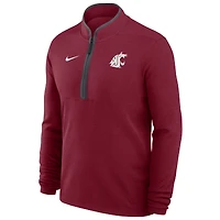 Haut Nike Crimson Washington State Cougars Coaches Courtside Basketball Victory Performance à fermeture éclair quart de tour pour homme