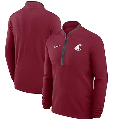 Haut Nike Crimson Washington State Cougars Coaches Courtside Basketball Victory Performance à fermeture éclair quart de tour pour homme