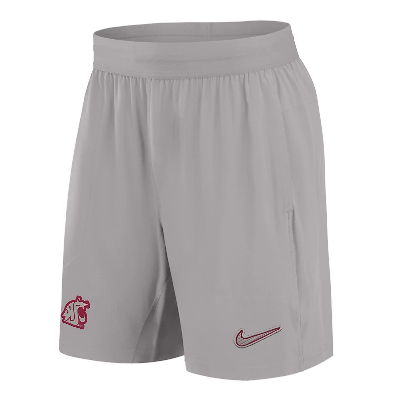 Short tissé Nike gris Washington State Cougars 2024/25 Sideline Performance pour homme