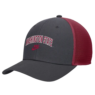 Casquette ajustable Nike grise pour homme Washington State Cougars Vintage Arch Rise Performance Trucker
