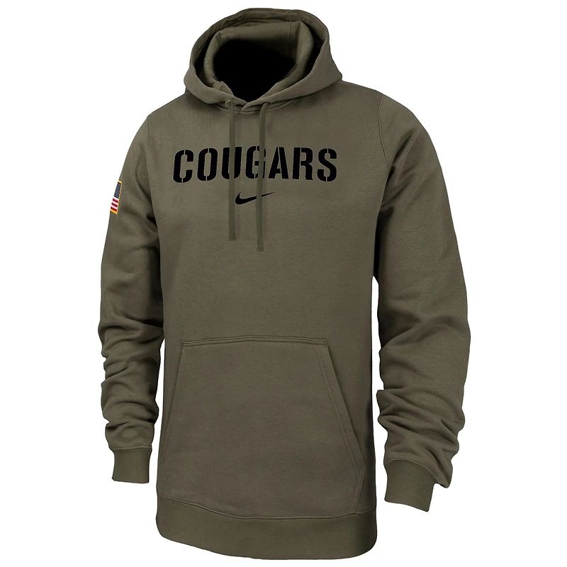 Men's Nike  Olive Washington State Cougars Military Pack Club Fleece Pullover Hoodie