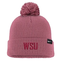Bonnet en tricot à revers Nike rose Washington State Cougars pour homme avec pompon