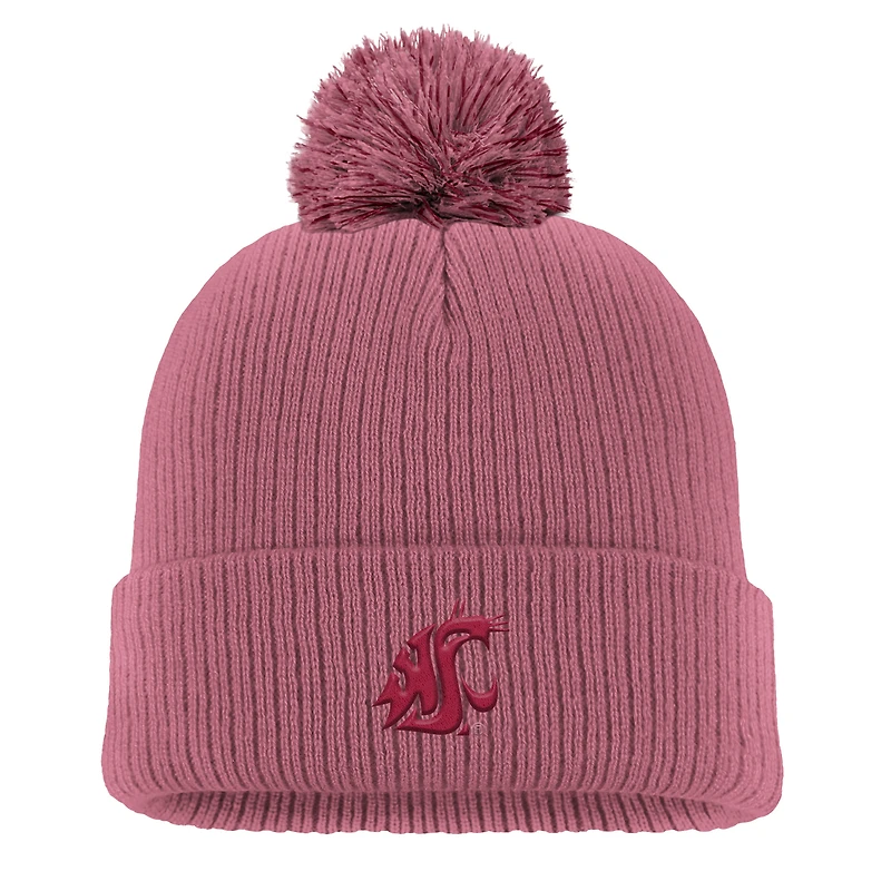 Bonnet en tricot à revers Nike rose Washington State Cougars pour homme avec pompon
