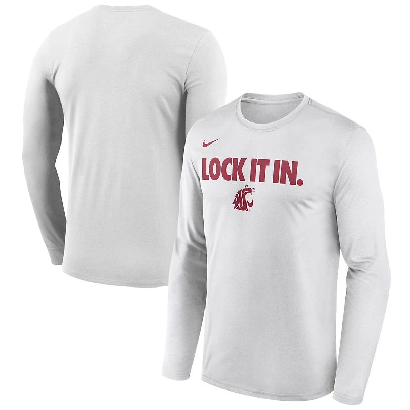 Men's Nike  White Washington State Cougars 2026 On-Court Bench Long Sleeve T-Shirt