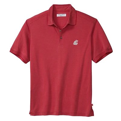 Men's Tommy Bahama Crimson Washington State Cougars IslandZone Bay Stripe Polo