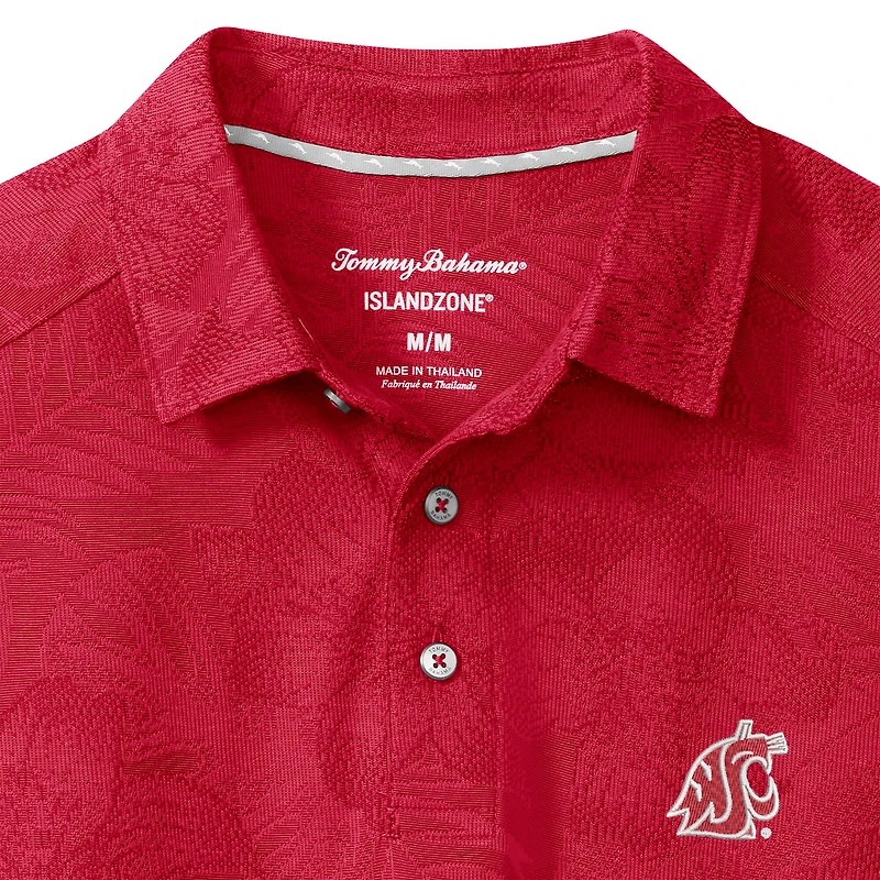 Men's Tommy Bahama Crimson Washington State Cougars Palm Fresco Hibiscus IslandZone® Polo