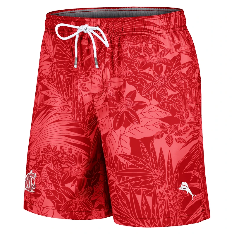 Short de bain Tommy Bahama Crimson pour homme, Washington State Cougars, Santiago Palms