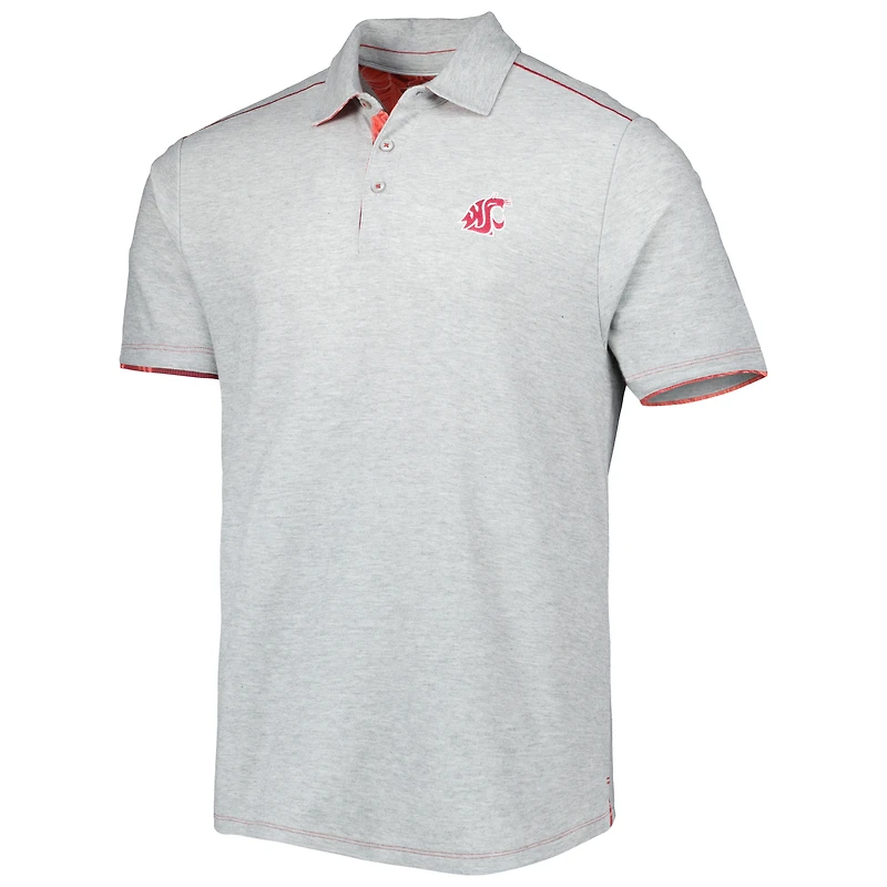Polo Tommy Bahama gris chiné Washington State Cougars IslandZone Tailgater pour homme