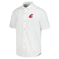 Chemise boutonnée Tommy Bahama pour hommes, Washington State Cougars, Coconut Point Palm Vista IslandZone Camp, blanche