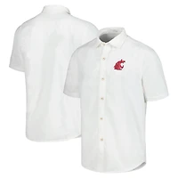 Chemise boutonnée Tommy Bahama pour hommes, Washington State Cougars, Coconut Point Palm Vista IslandZone Camp, blanche