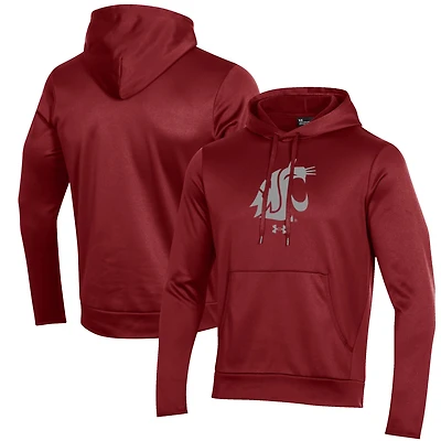 Men's Under Armour Crimson Washington State Cougars Logo Wordmark Performance Fleece Pullover Hoodie