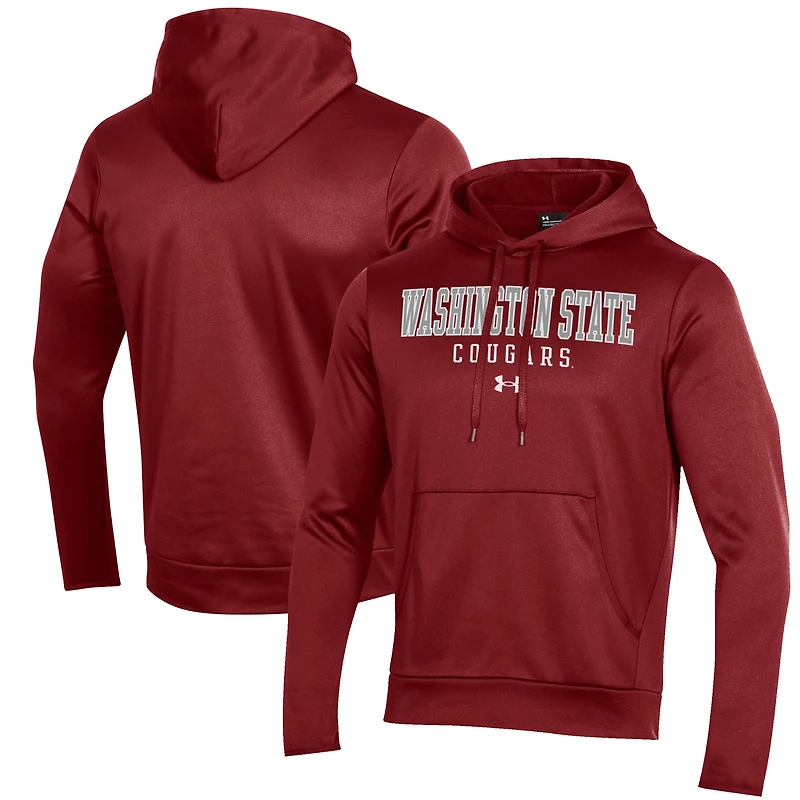 Sweat à capuche en polaire performant Crimson Washington State Cougars pour homme Under Armour
