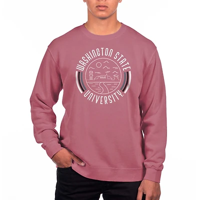 Men's Uscape Apparel Crimson Washington State Cougars Pigment Dyed Fleece Crew Neck Sweatshirt