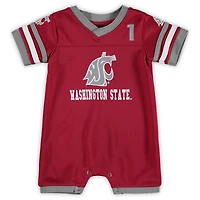 Newborn & Infant Colosseum Crimson Washington State Cougars Bumpo Football Logo Romper