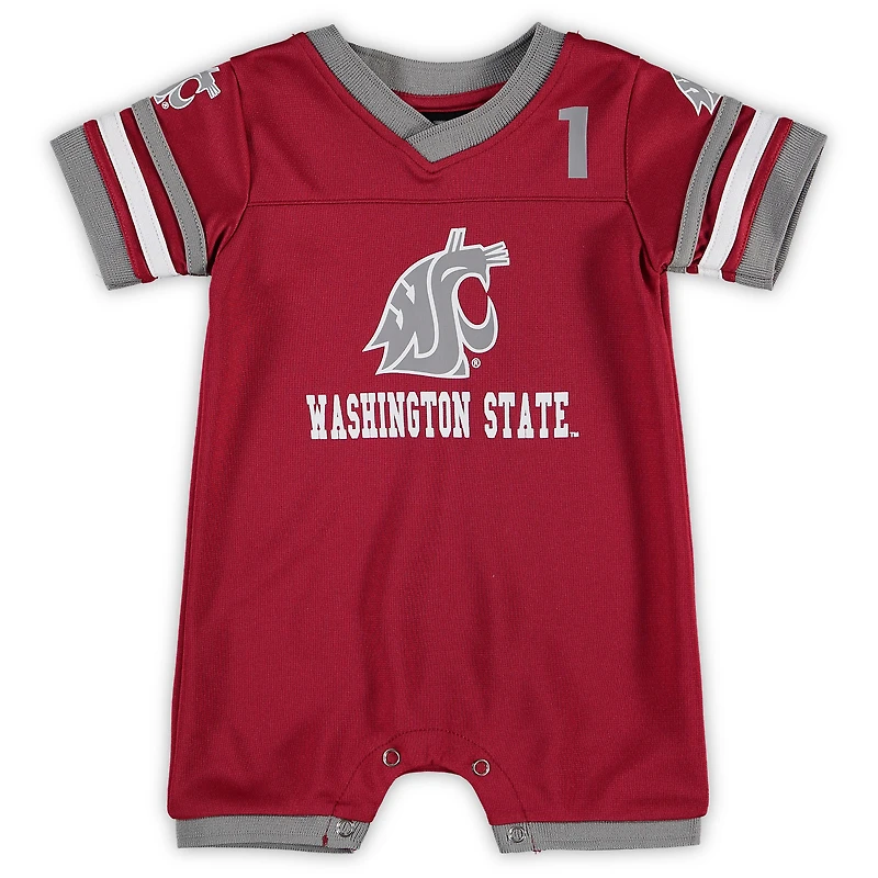 Nouveau-né et bébé Colosseum Crimson Washington State Cougars Bumpo Football Logo Barboteuse