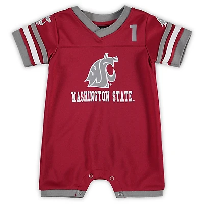 Nouveau-né et bébé Colosseum Crimson Washington State Cougars Bumpo Football Logo Barboteuse