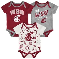 Ensemble de body trois pièces pour nouveau-né et nourrisson Outerstuff Washington State Cougars All Day Play