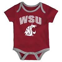 Ensemble de body trois pièces pour nouveau-né et nourrisson Outerstuff Washington State Cougars All Day Play