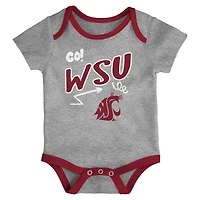 Ensemble de body trois pièces pour nouveau-né et nourrisson Outerstuff Washington State Cougars All Day Play